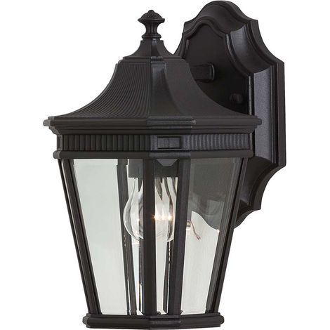 Außenleuchte Wandlampe ALU-Druckguss Glas Schwarz H 29,2 cm Gartenlampe Laterne