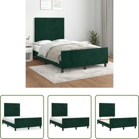 Kopfteil - Bettgestell ohne Matratze Dunkelgrün 120x200 cm Samt (1/5)