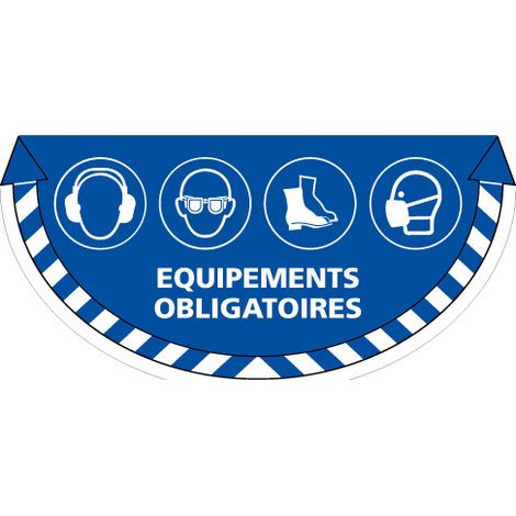 Adhésif sol antidérapant – Signalisation équipement obligatoire : lunettes, casque, masque et chaussures