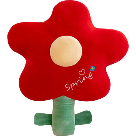 Oreiller Fleur Simulé Mignon Poupée Animation Coussin Dodo Peluche Jouets Rouge L (1/5)