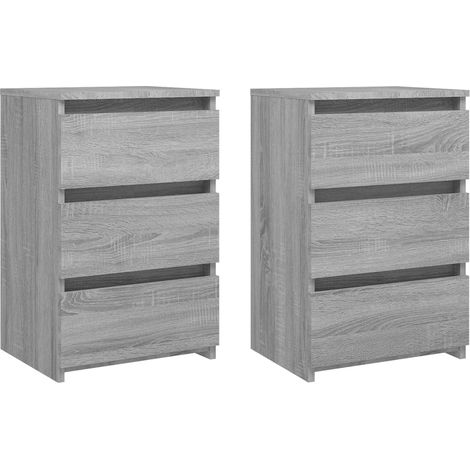 Set di 2 comodini con 3 cassetti 40 x 35 x 62,5 cm in legno ingegnerizzato grigio DEC035705