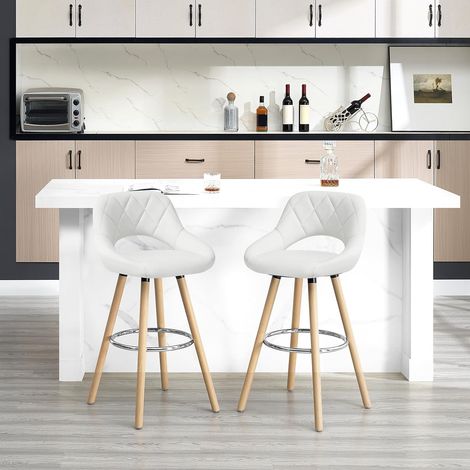 WOLTU 2 pcs bar stools Breakfast Kitchen Counter High stools Wood Legs barstools White (1/5)