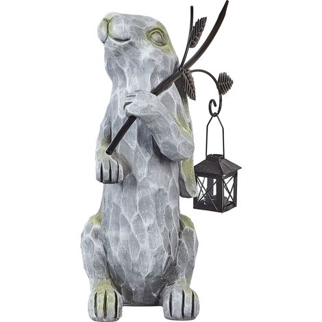 Statuetta decorativa d'accento MgO Coniglietto di Pasqua Decorazione da giardino per interni esterni Grigio Nolay