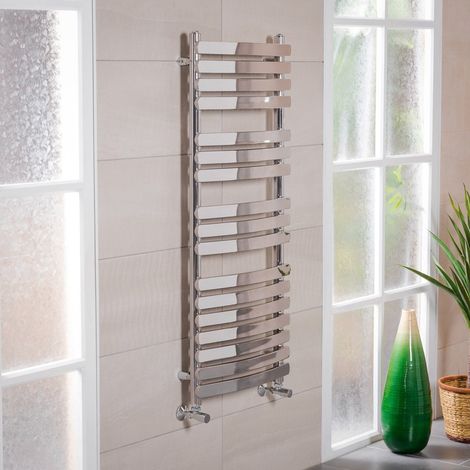 1200 x 500mm Curved Chrome Flat Panel Heated Towel Rail (1/5)