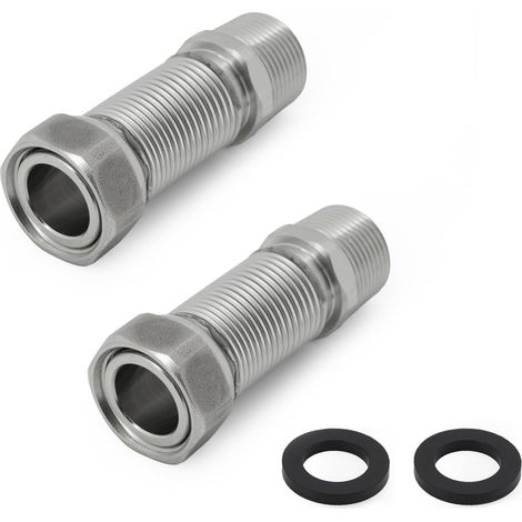 2 pièces Tuyau Flexible Ondule en Acier Inoxydable de 3/4" 20/27 - Longueur Réglable de 75 à 130 mm - Tuyau de Raccordement Universel en Acier Inoxydable (1/5)