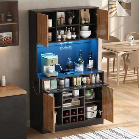 Armario alto de cocina con LED RGB, USB y puerta de cristal, 105 x 40 x 180 cm (1/5)