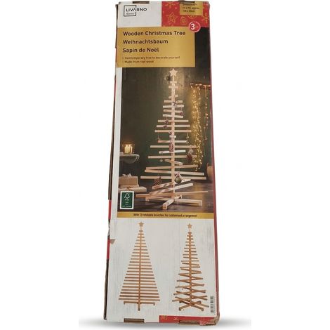 LIVARNO HOME - Sapin de Noël - 160 x 85 cm - Bois véritable FSC - 23 branches rotatives - EAN 4052916721810 - Style contemporain personnalisable - Voir photos pour détails (1/4)