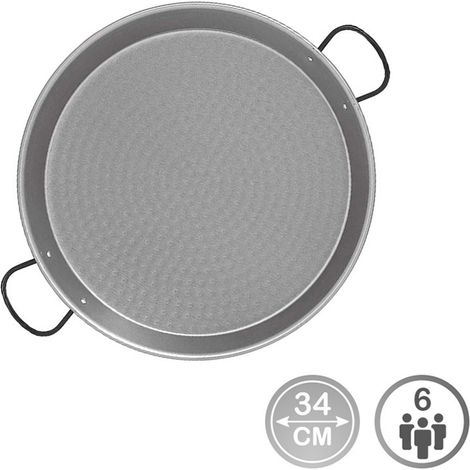 PAELLERA ACERO PULIDO PARA INDUCCION Y VITROCERAMICA Ø34cm (6 PERSONAS). VAELLO