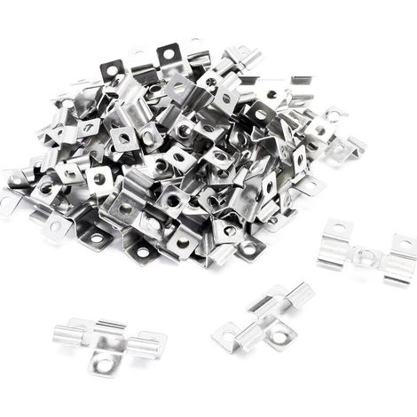 100 Clips en Acier fin – 40 x 24 x 8 mm – Hauteur de serrage 8 mm – Montage des planchers lames dalles terrasse, fixation invisible (1/4)