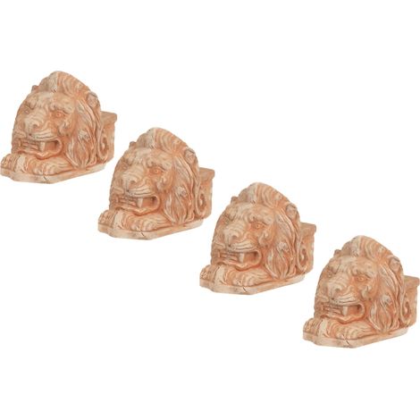 Set 4 Piedini “TESTA DI LEONE” sottovaso per vasi in Terracotta Toscana 100% Made In Italy interamente Lavorata a Mano