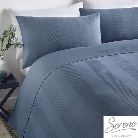Rayures gaufrées Housse de Couette et taie d'oreiller, Polycoton 55% Polyester, 45% Coton, Denim, Simple (1/4)