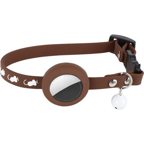 Verstellbarer Silikon-Choke für Air Tag, Katzenhalsband, AirTags-Hundehalsband, anpassbares Katzenhalsband, Katzen-GPS-Halsband, braunes Katzenzubehör (1/5)