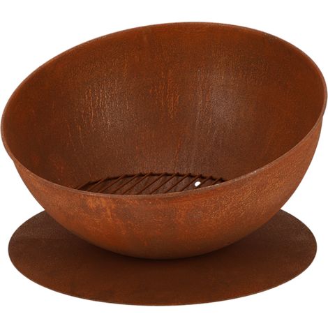 Brasero en fer incliné sur disque - Rouillé - D 50,9 x H 29,7 cm - Livraison gratuite (1/5)