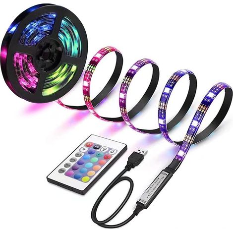 Keepsmile USB-betriebener LED-Streifen, 18 RGB-Farben mit Fernbedienung, Beleuchtung für Schlafzimmer, Partys und Küche (1/4)