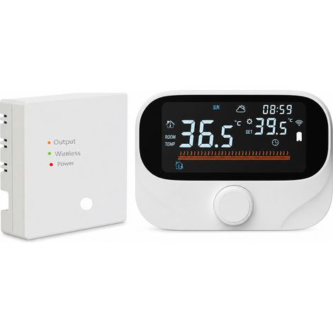 Thermostat sans fil RF433 pour chauffage au sol et chaudière murale, avec récepteur, USB/pile, sans Wi-Fi, WITH3, appairage 1:1 (1/5)