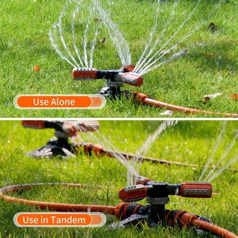 Irrigatore da giardino rotante a 360°, sistema di irrigazione per prato regolabile a 3 bracci, irrigatore per patio e giardino, irrigazione del giardino. (1/5)