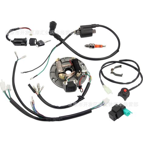 Off-road motorcycles, ATVs, beach buggies, 50-110cc, complete wiring harness, CDI ignition system, coil, ignition switch. (1/4)