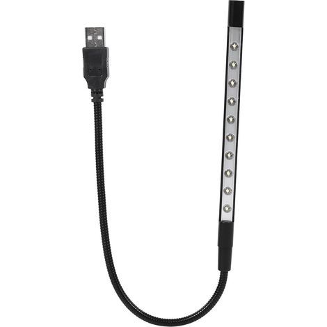 USB Keyboard and Reading Light, 10 Mini Flexible Gooseneck LED Lights for Laptop, USB Powered, Portable for Desks, Books, Bedside Tables, Keyboards, Worktops, Black (1/5)