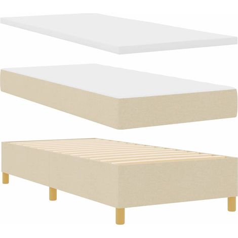 Cama Box Spring vidaXL con colchón y banco Crema 90x200 cm Tela (1/5)