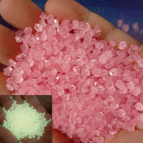 Lot de 6000 mini galets fluorescents en résine phosphorescents pour décoration de jardin, aquarium, paysages, vases, décoration, artisanat, 3 à 5 mm (rose)