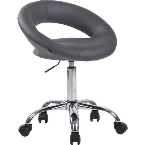 Tabouret de travail chaise de bureau sur roulettes hauteur réglable en synthétique gris TABO10107 (1/3)