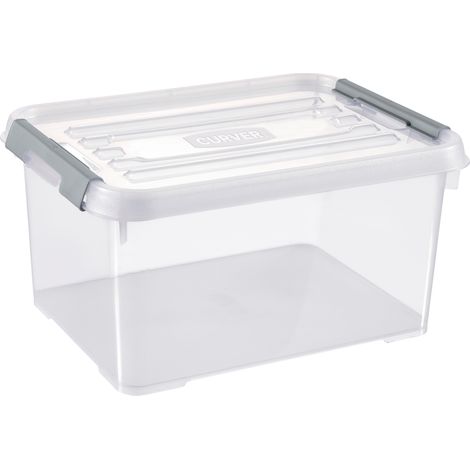 Boîte de rangement allibert handy plus 15 l transparente clips gris (1/4)