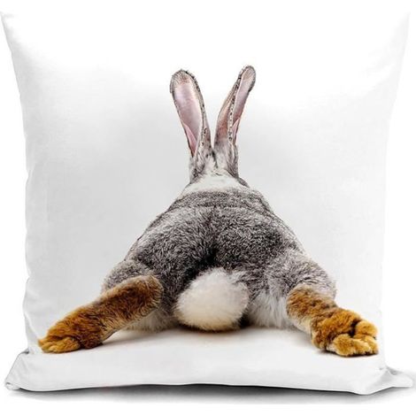 Lapin Housse de Coussin 40x40 cm Femme Cadeau Accessoire Lapin canape Coussin decoratif Salon scandinave Housse 3rabbit (1/5)
