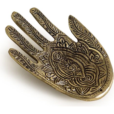 Quemador de Incienso Forma de MANO ETNICA en Metal 8,5x13,5cm