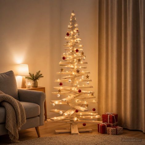 vidaXL Árbol de Navidad de madera KOTKA 180 cm Madera de Pino Maciza (1/5)