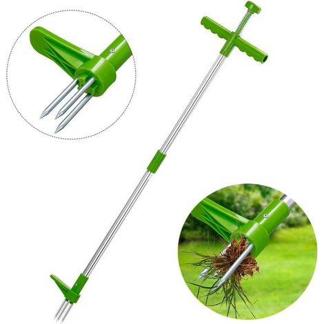 Désherbeur Manuel Ergonomique avec Manche Aluminium 100cm pour Jardin et Pelouse Compatible Jardinage Léger et Durable (1/5)