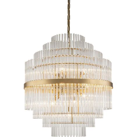 Plafonnier en métal doré et cristal 60x60x67 cm