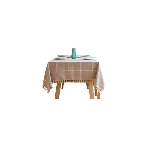 Nappe Rectangulaire Anti-Salissures 120x120 cm – Coton et Lin, Imperméable, Pour Cuisine, Jardin et Événements