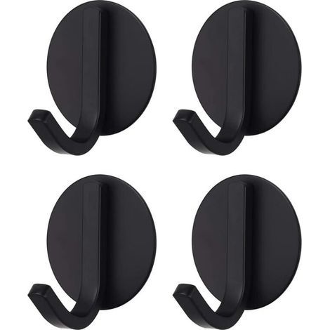 Ganchos adhesivos resistentes, acero inoxidable negro (4 piezas) - Toallero (1/4)