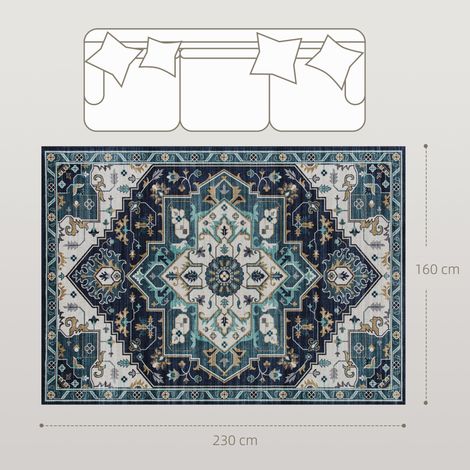 Tapis bohème lavable à poils courts avec envers antidérapant (pour salon et chambre), 230 x 160 cm, multicolore (1/5)