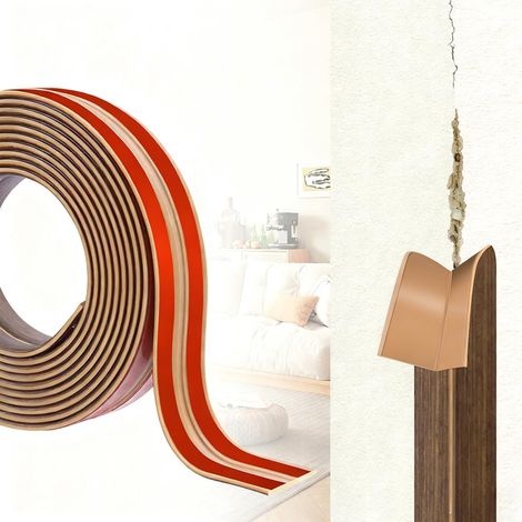 Baguette d'angle Autocollante PVC, Protection Flexible pour Murs et Meubles, Cornière Moulure Murale Profilé de Bord Souple pour Plafonds, Sols et Portes (1/5)