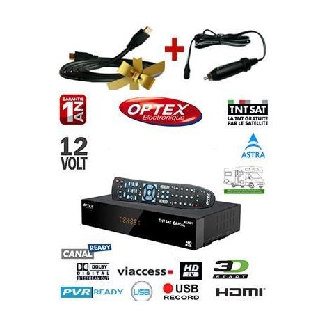 Pack Optex ORS 9992 TNT HD + Allume-cigare + Cordon HDMI offert