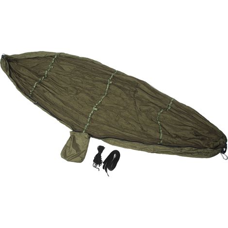 Hamac de camping avec filet, en nylon 210T, antichute, pliable, vert olive foncé, 200 kg, hamac portable pour les voyages en plein air (1/5)