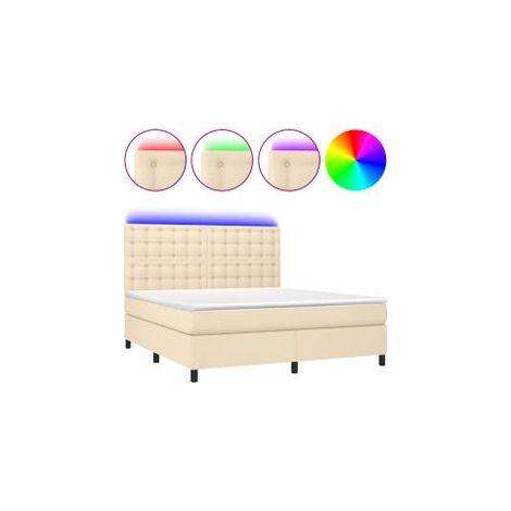 Sommier à lattes de lit et matelas et LED Crème 160x200 Tissu (1/5)