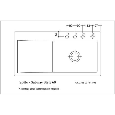Villeroy & Boch 336100R8 EB-SP Subway Style 60 1000x510mm IB