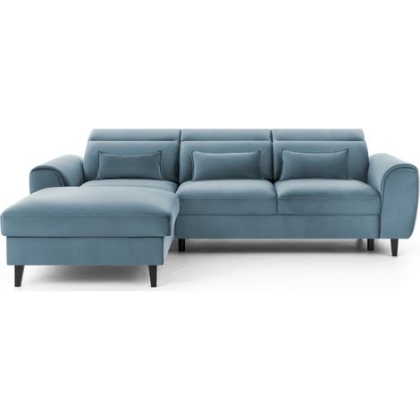 Canapé d'angle convertible bleu angle gauche 4 places FABLE (1/5)