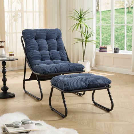 Sillón lounge con otomana de acero y cojín 65x78x86 cm OKMYHOME (1/5)