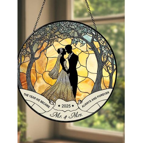 Décoration vitrail mariage 12,5 cm, attrape-soleil élégant