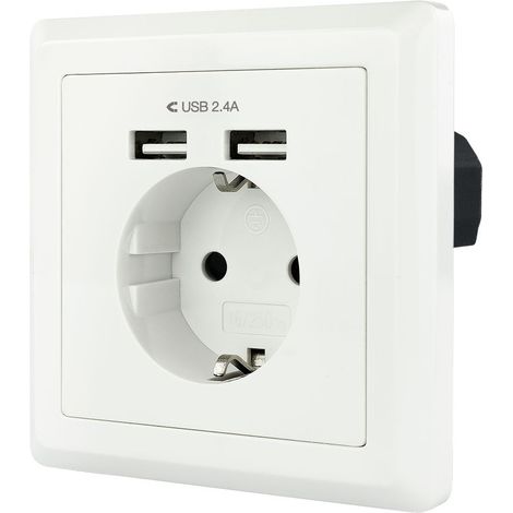 Wandsteckdose nanocable weiß 86x86 mm usb anschlüsse 2 4 A (1/2)