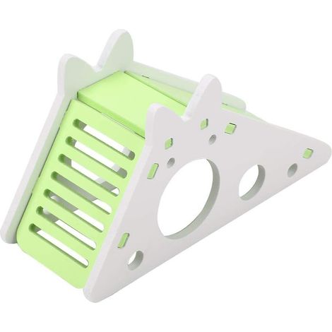 Maison en bois pour hamster, cachette, nid, escalier, petit animal de compagnie, exercice (vert) (1/5)