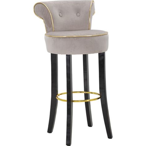Sgabello da bar Luxy grigio con schienale imbottito e gambe in legno