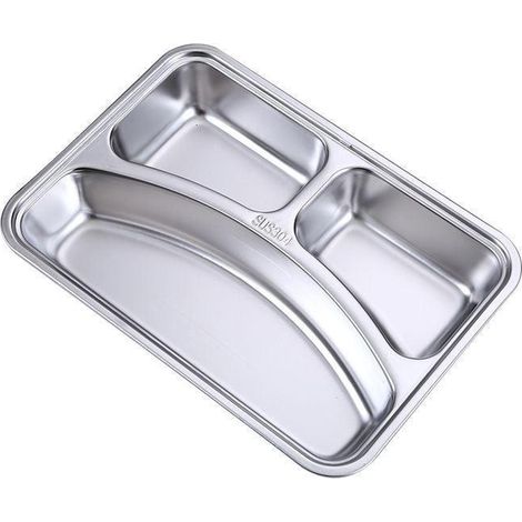 Plateau-repas compartimenté en acier inoxydable pour cantine scolaire - 03 (1/5)