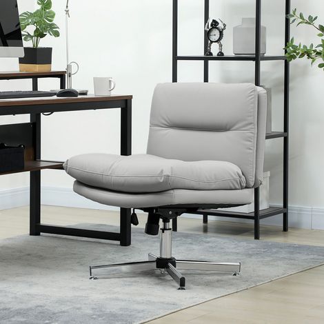 Silla de Oficina sin Brazos con Altura Ajustable Función de Basculante Base Cruzada y Asiento Amplio Gris (1/5)