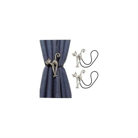 2Pcs Embrasse à Rideaux Magnétique Attache Rideau Aimanté Boucle de Rideau Magnifique Clip Rideau en Motif de Chat Accessoires pour Rideaux pour Maison Salon Chambre Bureau