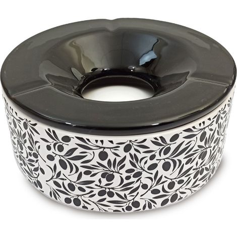 Grand cendrier noir et blanc type marocain géant en céramique (1/2)