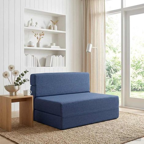 vidaXL Divano Letto Pieghevole Blu 70 x 72 x 60 cm Tessuto (1/5)